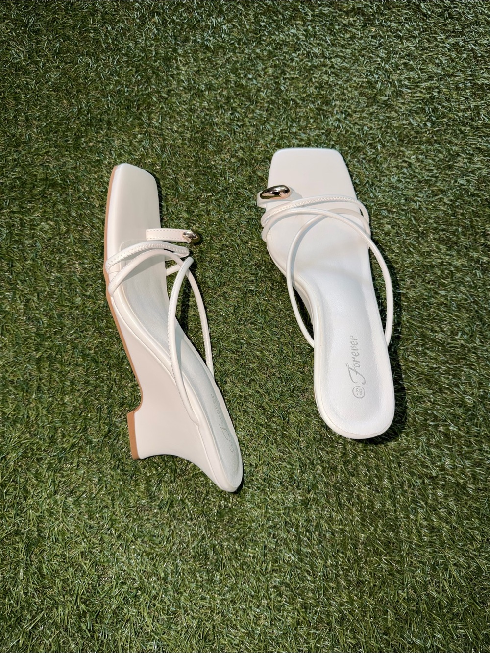 Forever White Strappy Heels – Size 8.5